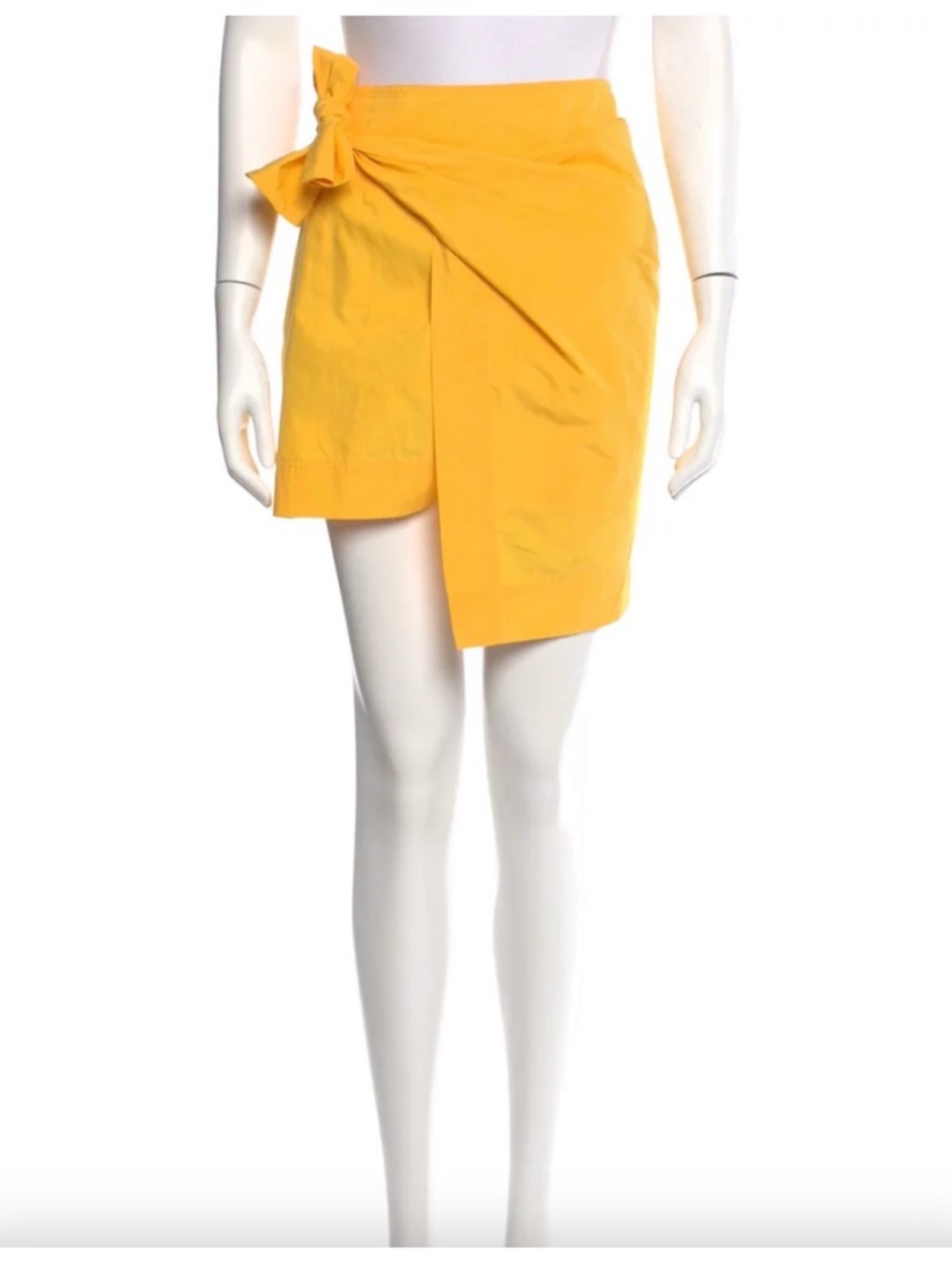 10 Crosby Derek Lam Yellow Asymmetrical Wrap Mini Skirt with Side Knot